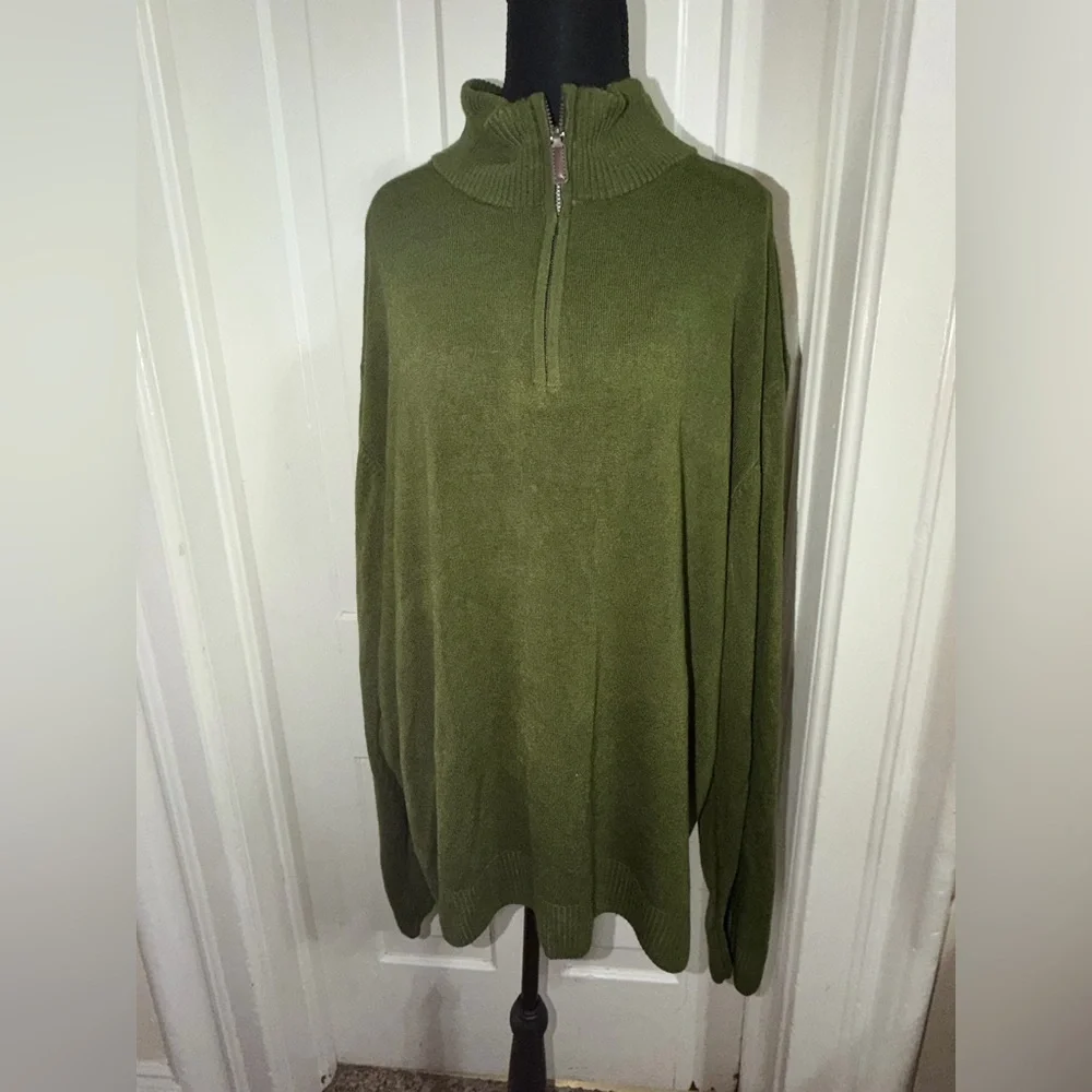 Falls Creek Men's Zip Up Sweater - Forest Green, XXXL 3XL sweater soft grandpa